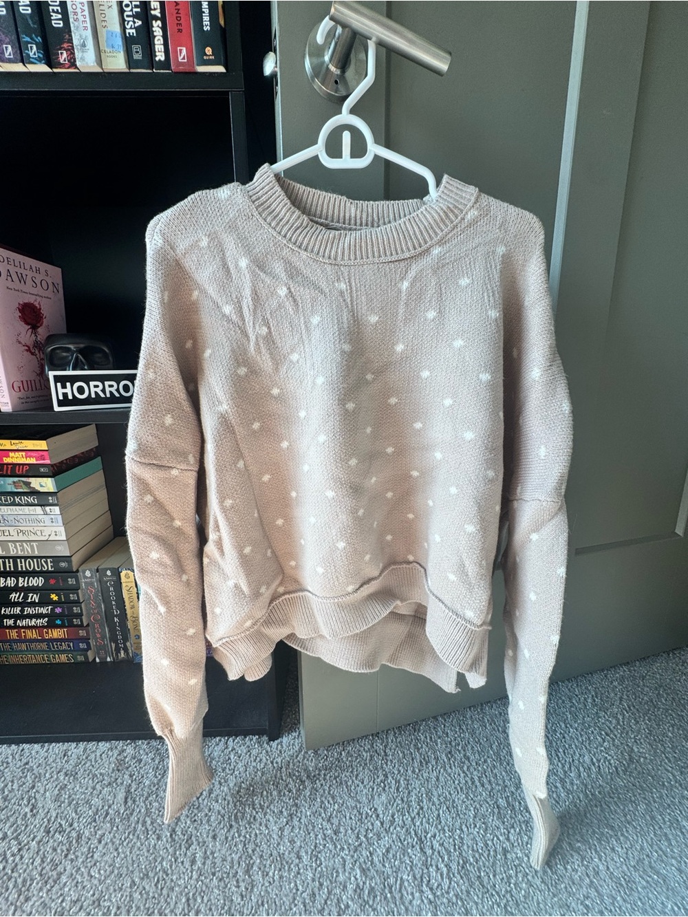 Women's Cozy Polka Dot Crewneck Sweater - Cream